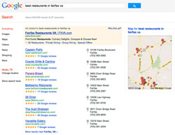 Google local search result